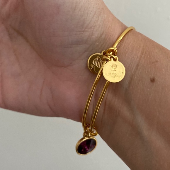 Alex + Ani amethyst charm bangle, Color: gold finish - Picture 5 of 9